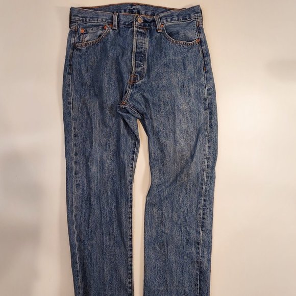 Levi's Men 34x27 501 Button Fly Jeans Straight Leg - Picture 9 of 11